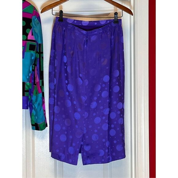Vintage Anne Crimmins 100% Purple Silk Skirt Suit sz 8 - Picture 6 of 6
